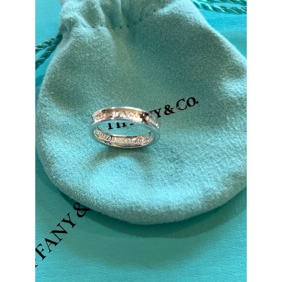 TIFFANY & CO. Thin Band Logo Ring US Size 5.75 Authentic - Picture 7 of 10